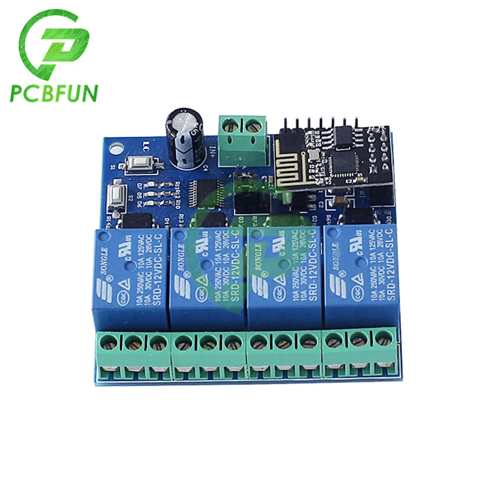 ESP8266 ESP-01 Wi-Fi релейный модуль 12 В постоянного тока 4-канальная Беспроводной с