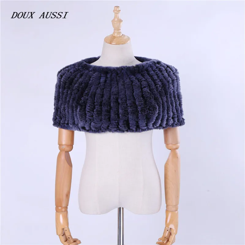 Натуральный Рекс Кролик усиленный эластичный вязаный шарф с длинным воротником