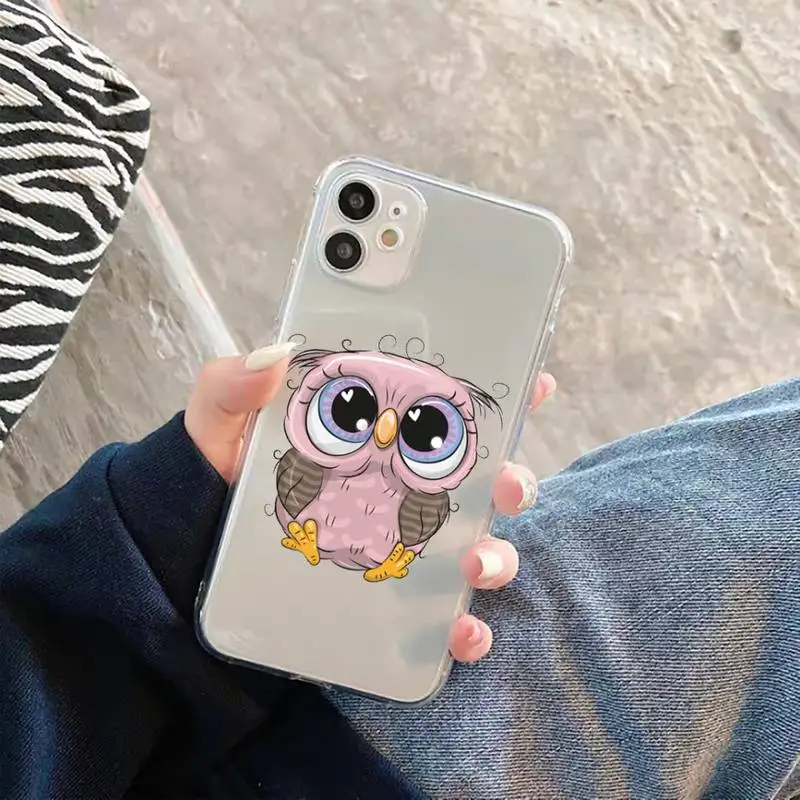 

Cartoon Girl Gifts Cute Owl lovers Phone Case For iphone 12 11 8 7 6s 6 5 5s 5c se plus mini x xs xr pro max Transparent soft