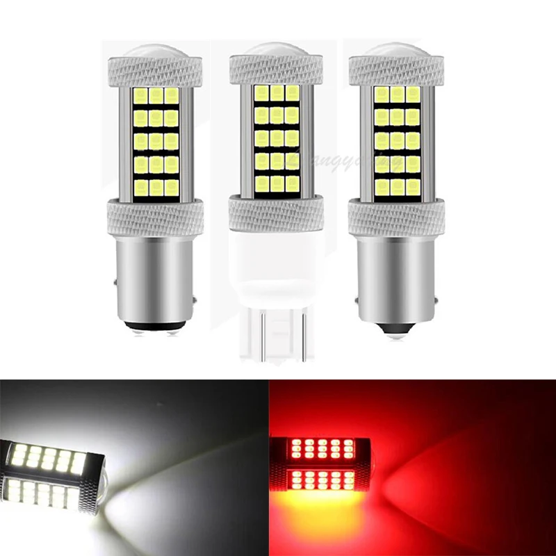 2шт 1156 BA15S P21W 1157 BAY15D P21/5w T20 7443 W21/5W 66SMD 12V автомобильный светодиодный задний фонарь с