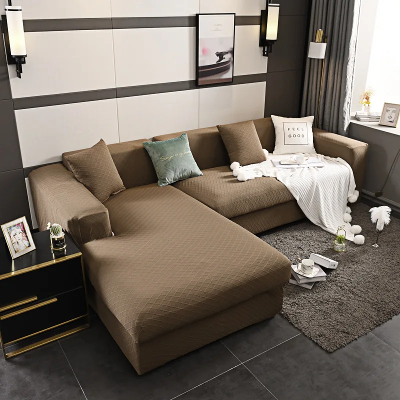 Solid Color Sofa Covers For Living Room Slip-resistant Cover Stretch L-shaped Case 1/2/3/4 Seater Couch | Дом и сад