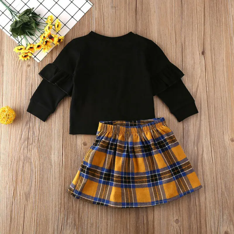 Комплект одежды для маленьких девочек осень 2019 Черная Толстовка с длинным