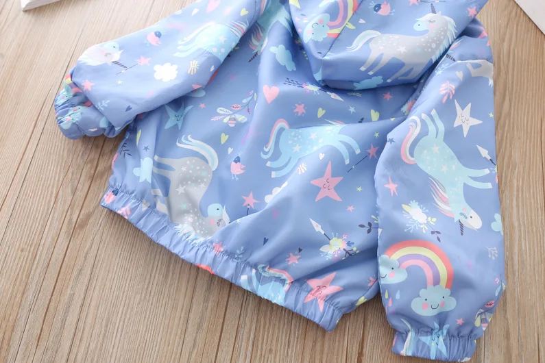 

Cute Rainbow unicorn jacket windbreaker for girls 2-8 Year Children's jacket Spring - Summer Kids clothing trench coat kids