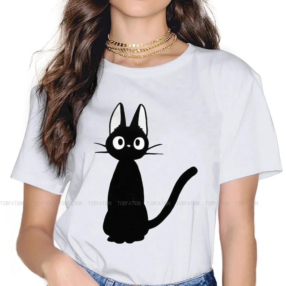 

Kiki Delivery Service TShirt For Women Studio Ghibli Totoro Spirited Away Anime Tees Style Lady T Shirt Soft Print