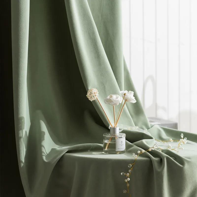 Роскошные бархатные занавески в скандинавском стиле светильник зеленые на окна