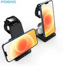 3 в 1 Беспроводная подставка для зарядного устройства для iPhone 12 Mini 11 Pro XS Max XR X 8 15 Вт быстрая Qi Зарядка для Apple Watch 6 5 4 3 2 Airpods Pro