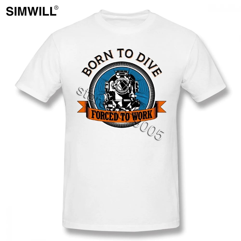 Модная новинка Мужская хлопковая футболка Born To Dive с коротким рукавом и круглым
