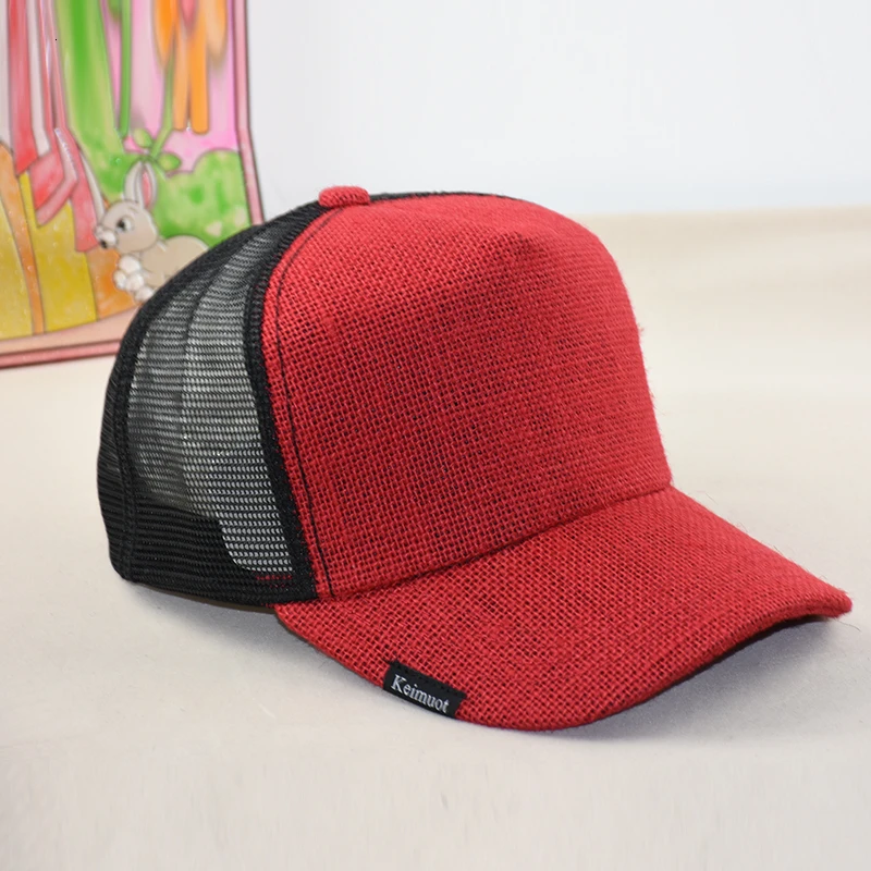 mesh red Мужская Летняя классная льняная простая Солнцезащитная шляпа, женская уличная Повседневная Кепка с сеткой, Мужская бейсболка большого размера, s 58-65 см - Цвет: mesh red