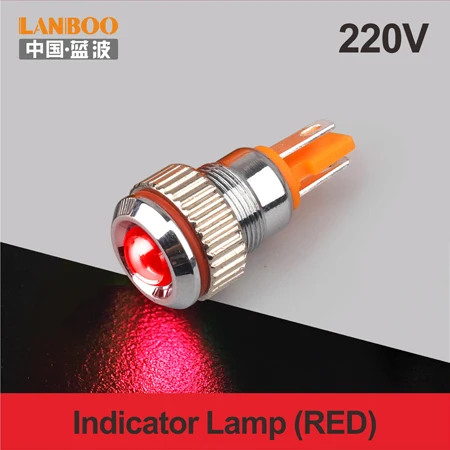 8mm-Red(220V) LANBOO 8 мм IP68 водонепроницаемый точечный светильник красный зеленый желтый Буле 12 В 24 в 110 В 250 В светодиодная металлическая контрольная лампа световой индикатор - Цвет: 8mm-Red(220V)