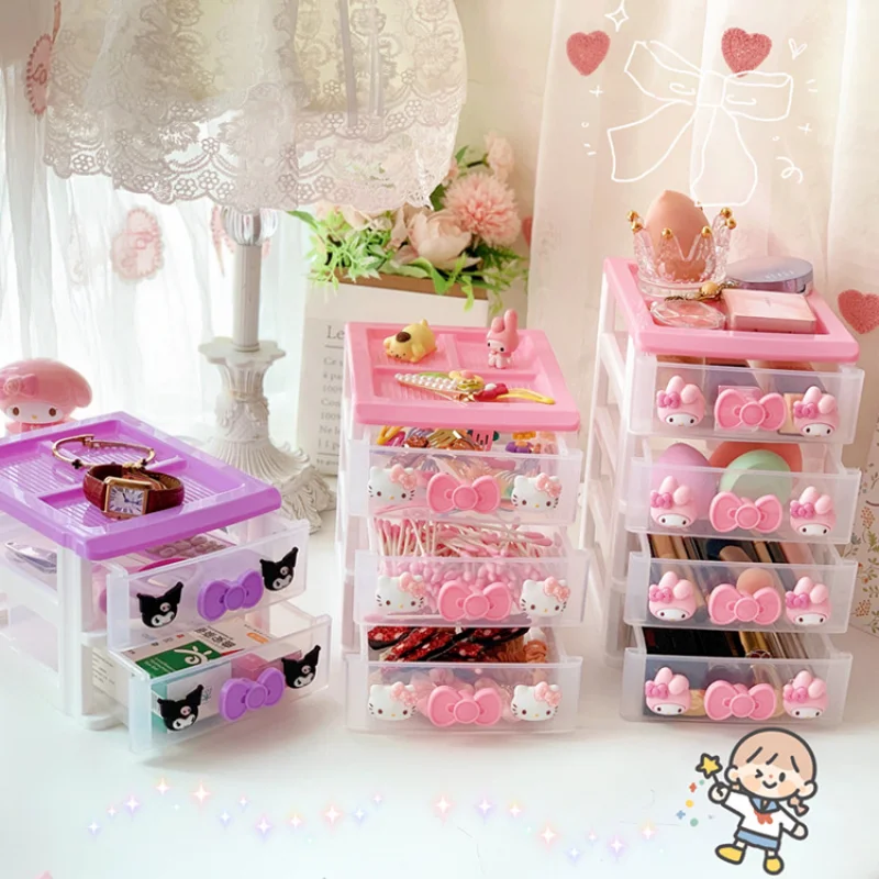 Sanrioed Mymelody Kuromi Hellokittys Littletwinstars Новый мультяшный Настольный ящик для ювелирных