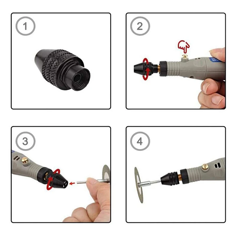 

5 Pcs Quick Change Chuck Multifunction Universal Mini Keyless Drill Chuck for Dremel Electric Grinder Tool 0.4-3.2mm