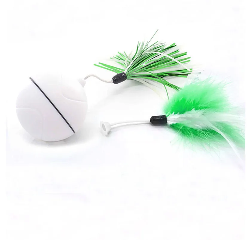 white HIPET электрическая игрушка для кошек, Интерактивная USB Автоматическая вращающаяся игрушка для собак, шар для домашних животных, умный светодиодный лазерный красный светильник, забавные игрушки для кошек - Цвет: white