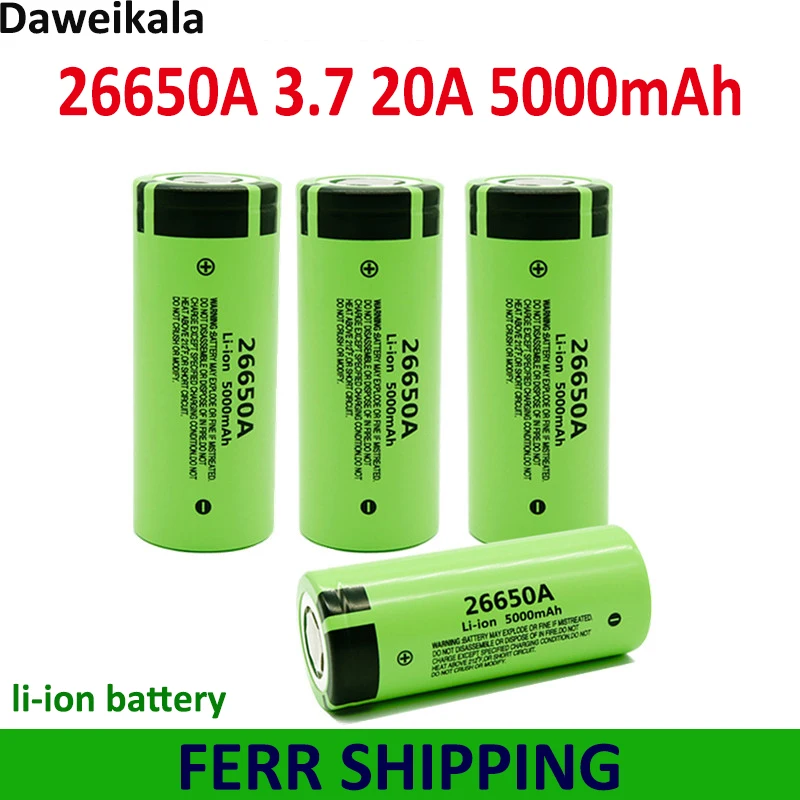 

2022 NEW 26650A 3.7V 5000mAh battery high capacity 26650 20A power battery lithium ion rechargeable battery for toy flashlight