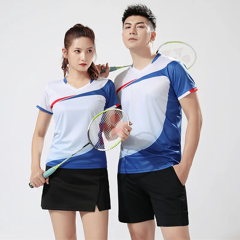 2021 New Male Female Quick Dry Breathable Badminton Shirt Women Men Table Tennis volleyball Team Game Running Training T Shirts | Спорт и