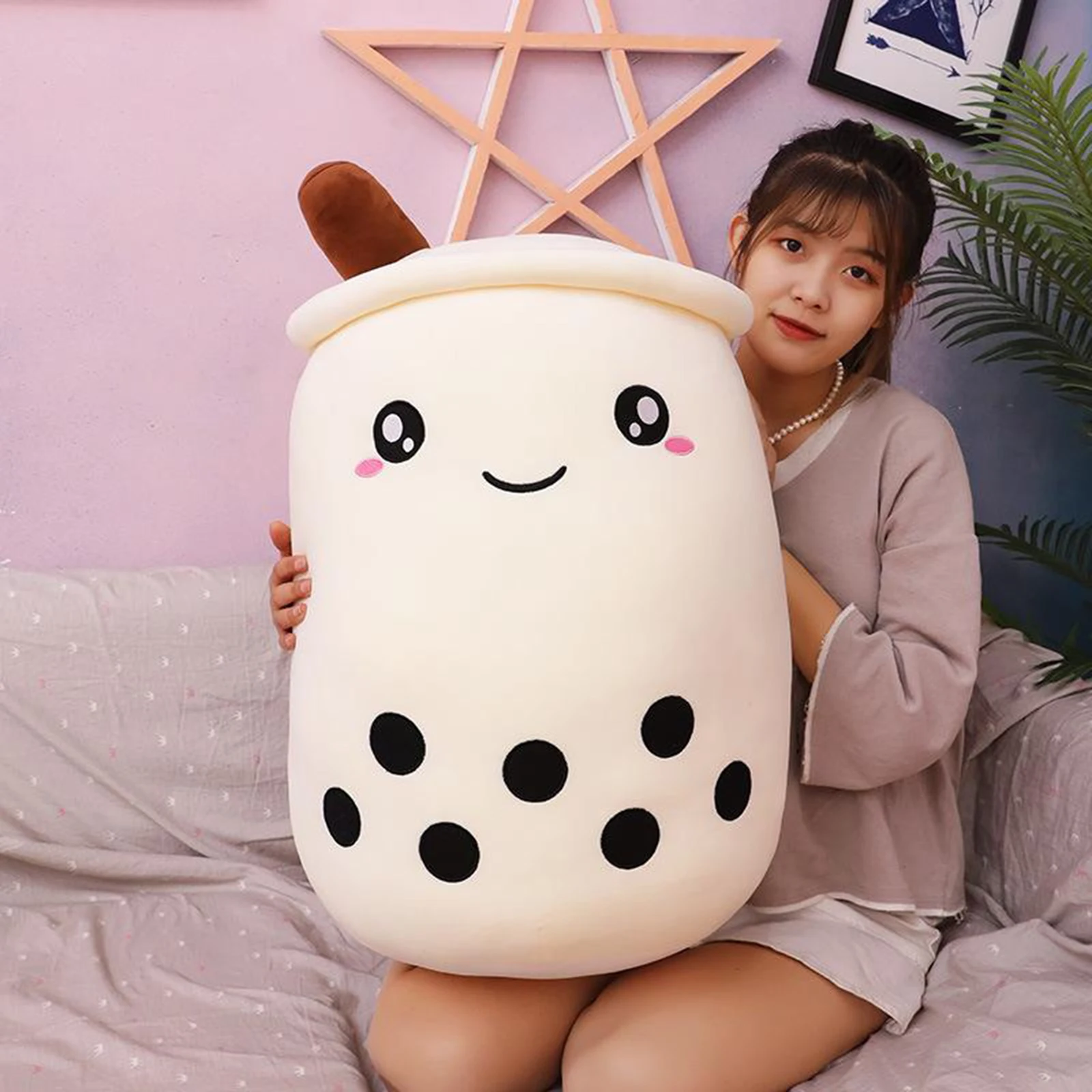 

Lovely Milk Tea Plush Stuffed Plush Toy Cuddle Hugging Pillow Home Office