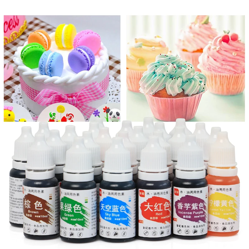 Edible Color Pigment Pastry Tools 10ML Macaron Cream Food Coloring Ingredients Cake Fondant Baking 24 Colors | Дом и сад