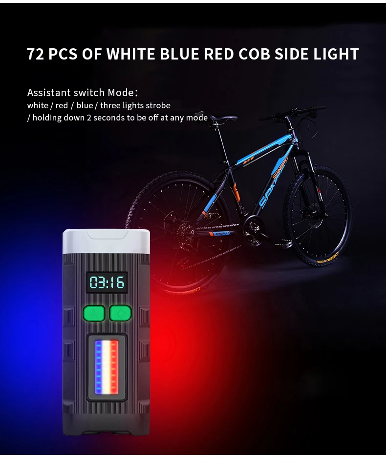 

5200mAh Bike Light 2 X L2 COB Flashlight For Bicycle Light USB Rechargeable Battery Cycling Light With Strong Magnet LCD Screen