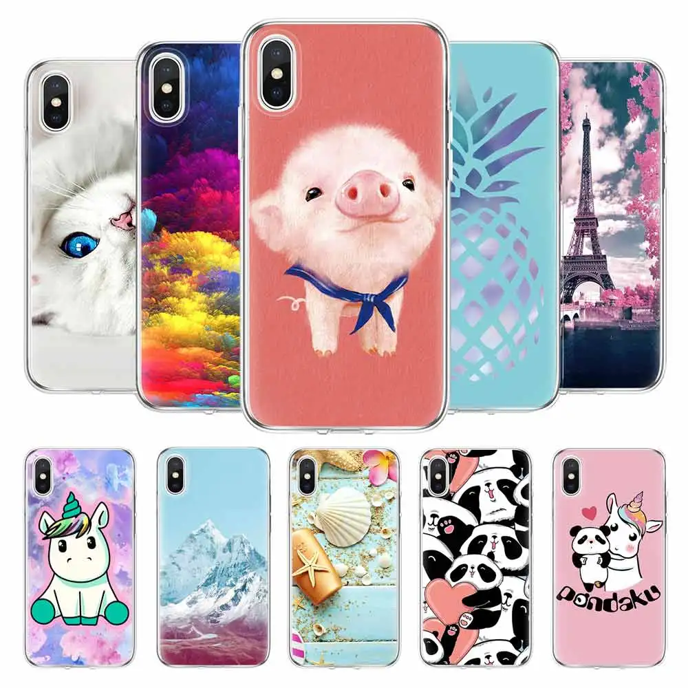 Роскошный ультра тонкий Единорог панда Кот окрашенный Мягкий ТПУ силиконовый