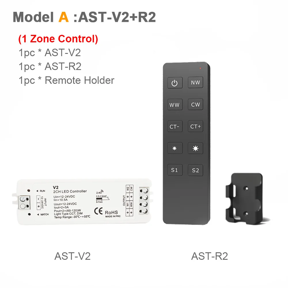 Model A CCT светодиодный контроллер 12 В 24 В 2CH 10A RF 2,4G беспроводной пульт дистанционного управления 12 вольт WW CW умный Wi-Fi затемнитель контроллер для двойной белый Одиночный цвет CT светодиодные полосы света - Color: Model A