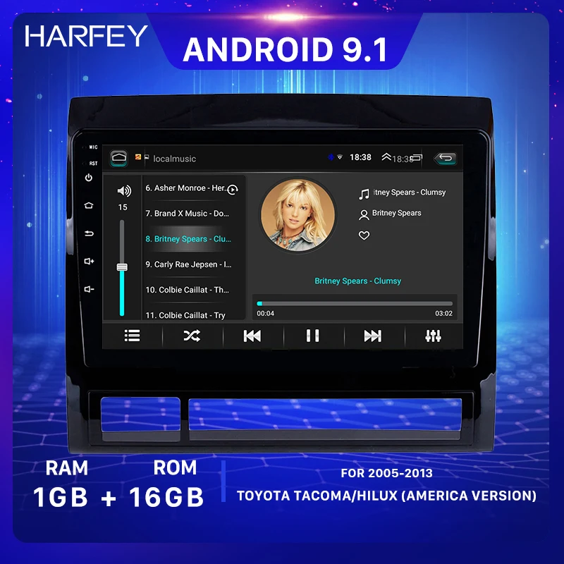 Harfey Android 9 1 GPS &quotАвторадио Стерео для TOYOTA TACOMA/HILUX (Американская версия) 2005-2013