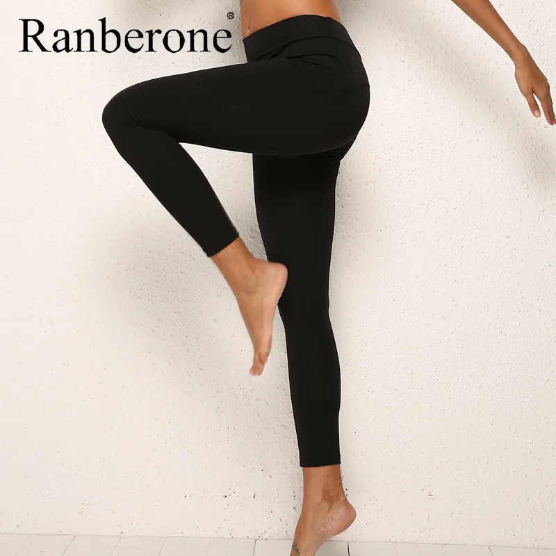 2020 Women Sport Yoga Pants Solid Color Leggings Pocket Gym Fitness Workout Running Tights Sexy Slim Pants High Waist Tracksuit