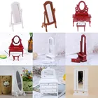 Мини кукольная мебель миниатюрный деревянный кукольный домик спальня комод стол зеркало играть модель аксессуары игрушки для детей Рождество