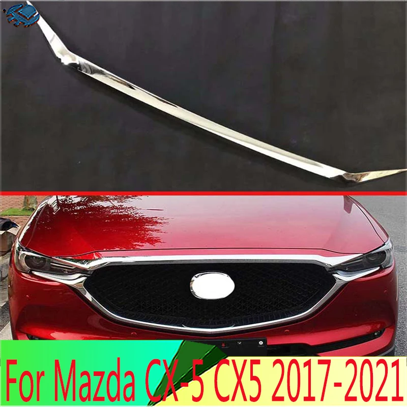 Для Mazda CX-5 CX5 2017-2021 ABS Хромированная передняя крышка капота решетка гриля бампер