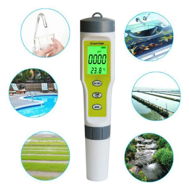 

3 in 1 EZ9902 EC Meter Water Quality Tester PH EC TEMP Meters Probe Purity Measure Tool Acidity Testers,with Backlight