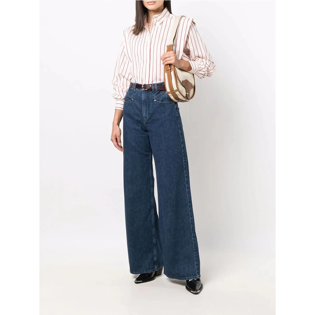 Женская хлопковая блузка в полоску классическая облегающая футболка осень/зима