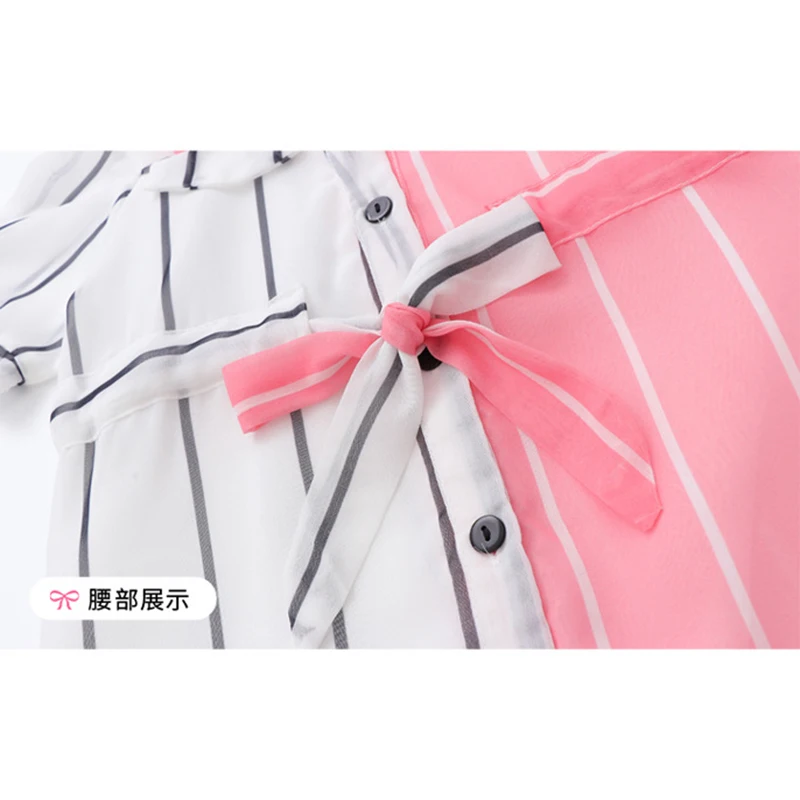 

Girls Summer Dress Striped Blouse Dress For Girl Fashion Princess Shirt Dress Teenage Kids Costume For Girls 4 6 8 10 12 Years
