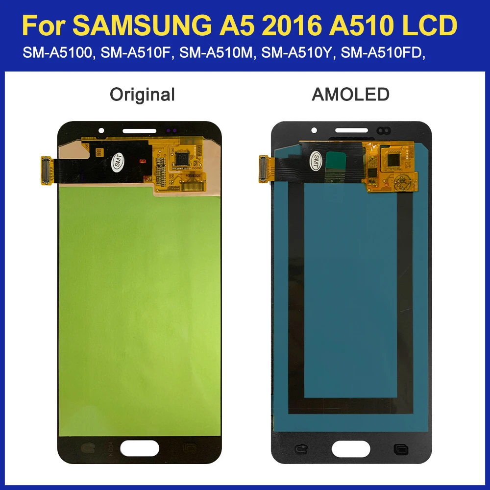 Оригинальный Super AMOLED ЖК-дисплей 5 2 дюйма для Samsung Galaxy A5 2016 A510F A510M A510FD A510 с сенсорным