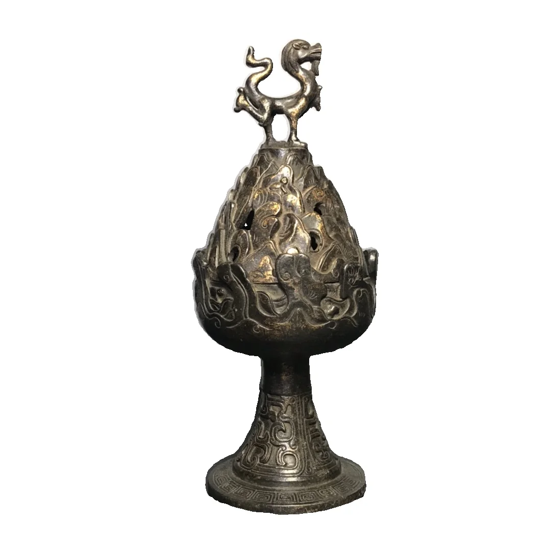 

Laojunlu A Pure Copper And Clay Gilt Dragon Covered Boshan Stove Antique Bronze Masterpiece Collection Of Solitary Chinese