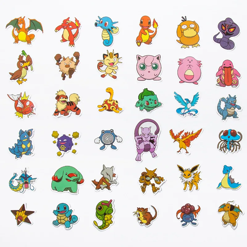 

50/pcs Anime Pokemoned Pikachued Turtle Bulbasaur Charmander is suitable for suitcase laptop fashion sticker