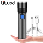 Светодиодный фонарик T6 со встроенным аккумулятором, водонепроницаемый фонарик для кемпинга, масштабируемый фонарик алюминиевый фонарик, для кемпинга