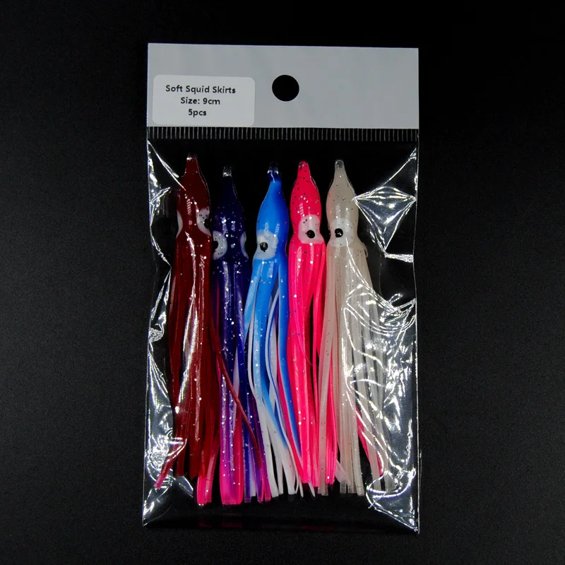 Bimoo 2 сумки = 10 шт. 9 см мягкий кальмар юбки оранжевого красного розового синего