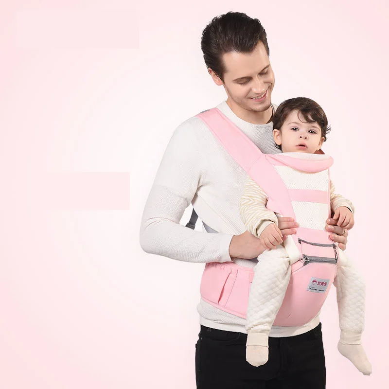 Pink Брендовый Рюкзак-кенгуру для новорожденных; Детский рюкзак с ремнем на талии; удобный детский рюкзак с ремнем на плечо - Цвет: Pink