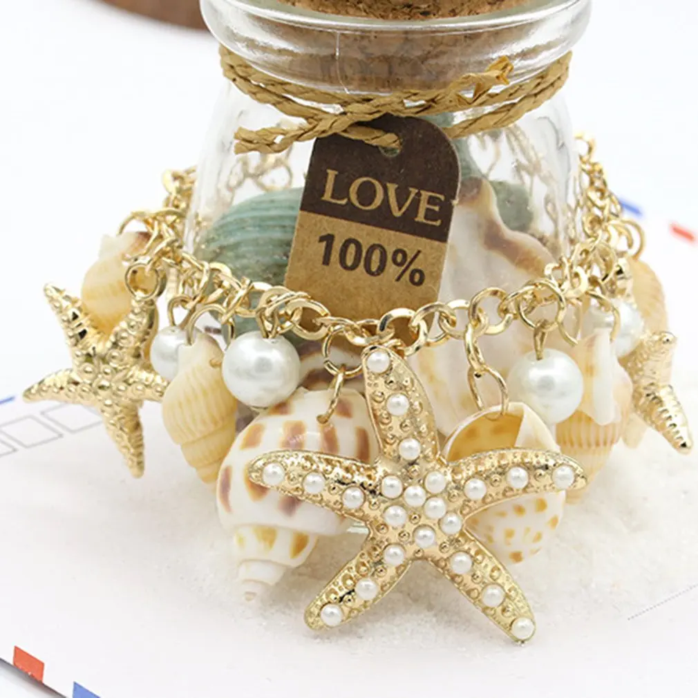 

Fashion Wave Ocean Bracelet Starfish Shell Exquisite Pendant Bracelet simple and generous Jewelry personality