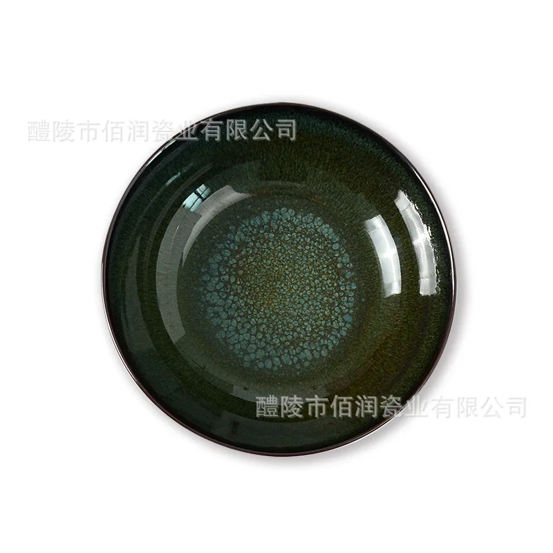 

European and American green kiln into ceramic tableware round bowl soup bowl noodle bowl salad bowl vegetable bowl creativity