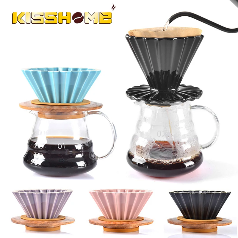 

New Arrival Espresso Coffee Filter Cup Ceramic Origami Pour Over Coffee Maker with Stand V60 Funnel Dripper Coffee Accessories