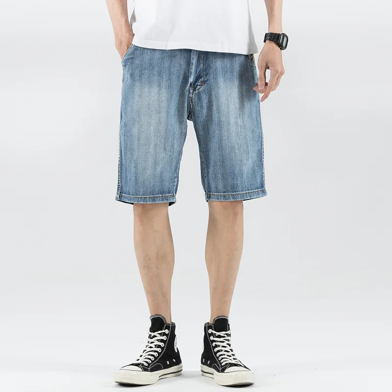 

ICPANS watermelon Striped Thin Summer Casual Shorts Men Knee Length Denim Shorts Men Clothing Plus Size 28-38 40 42