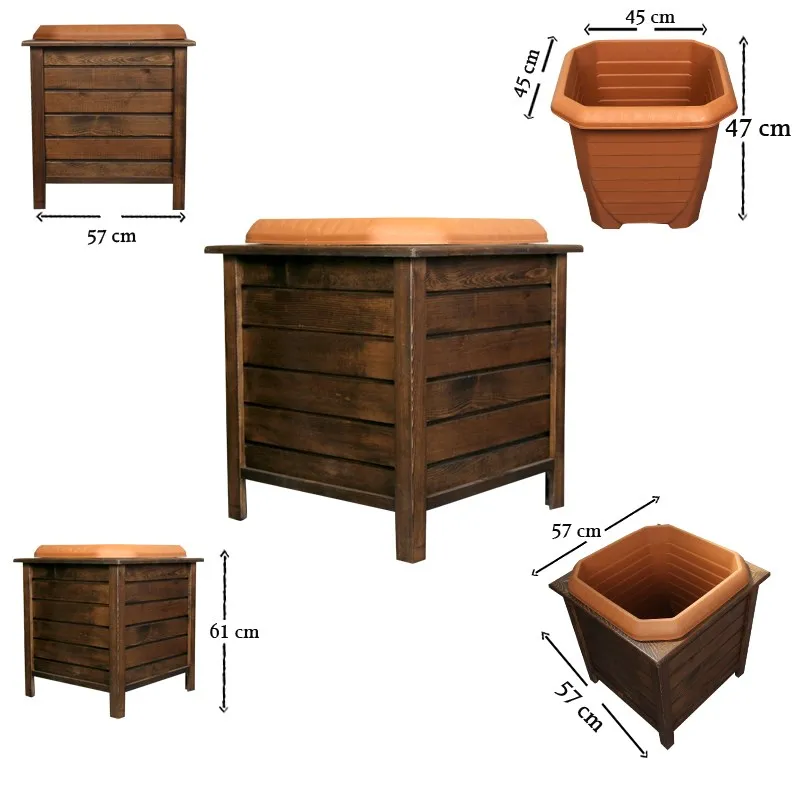 Квадратный цветочный горшок Цвет ореха | Инструменты