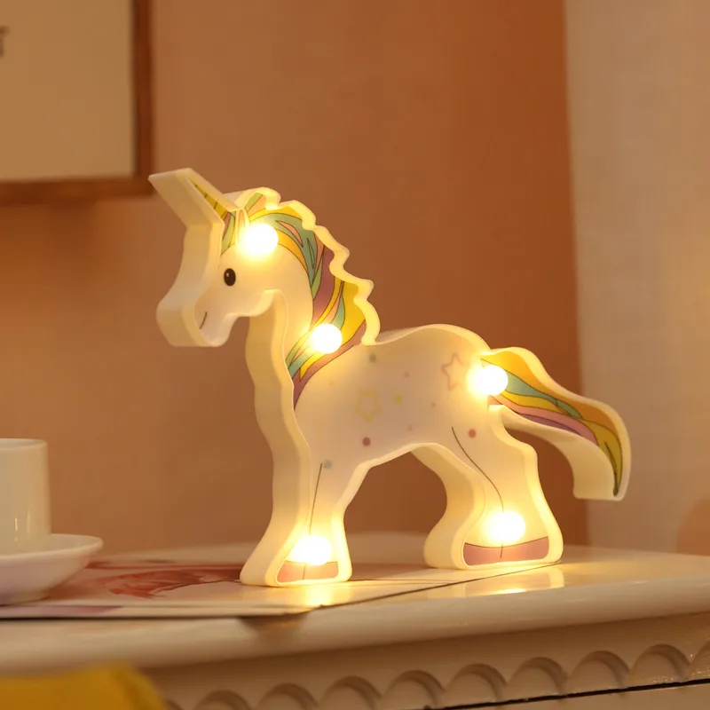 unicorn 6 СВЕТОДИОД поверхностного монтажа ночник подвесной Настольный на батарейках милый светильник подарок прикроватная дорожка Альпака форма декоративный Фламинго ночник - Испускаемый цвет: unicorn