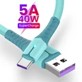 Кабель USB Type-C 5A, кабель USB C для быстрой зарядки Huawei, шнур для передачи данных, зарядное устройство, кабель USB Type-C для Xiaomi POCO X3 M3 Samsung 1/2 м - фото
