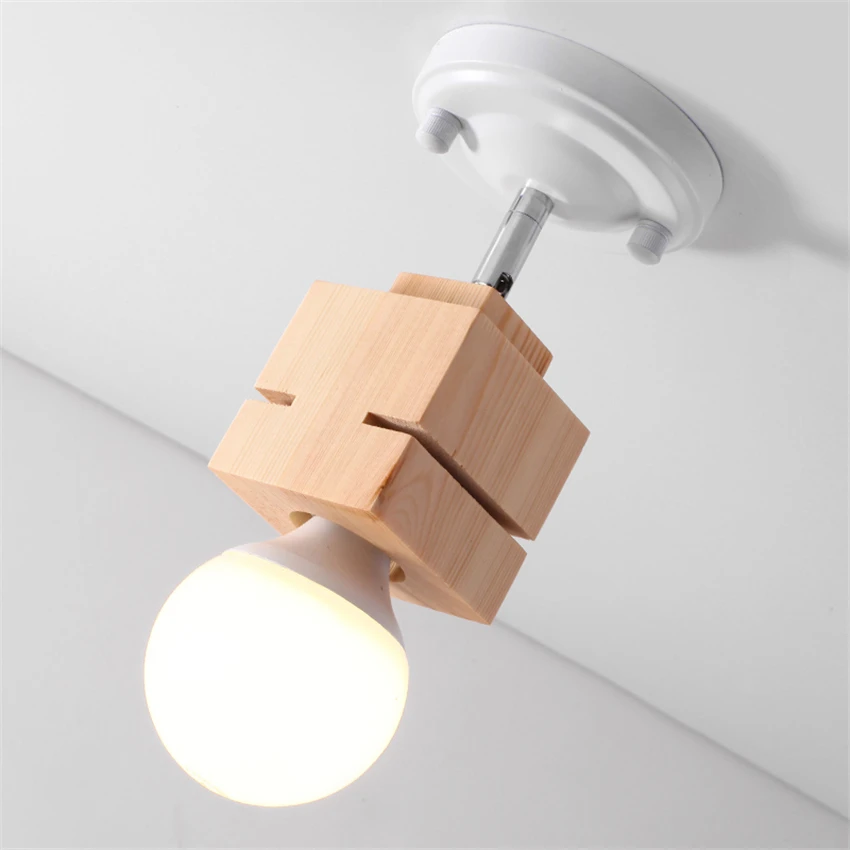 Современные вращающиеся потолочные светильники из твердой древесины в