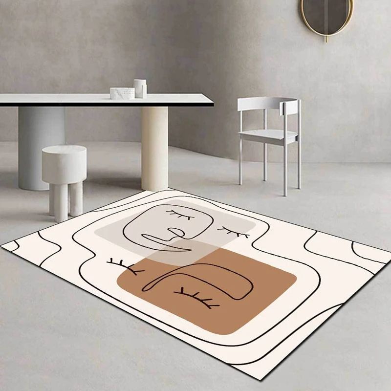 

Простые Геометрические линии Декор Спальня прикроватная зона коврики креативный узор лица Мягкий плюшевый ковер гостиная Нескользящие на...