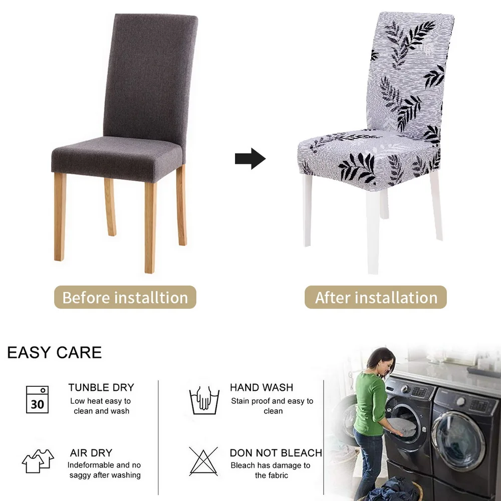 

Spandex Elastic Chair Cover Home Living Dining Seat Cover Stretch Modern Flower Printed Kitchen Restaurant Hotel Slipcover