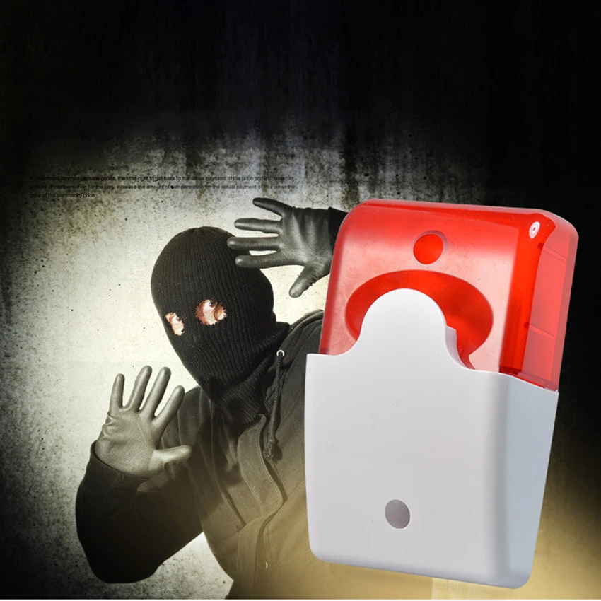 

110db 12V Wired Strobe Siren Red Light Sound Flash Buzzer Siren Home Security Alarm System Sound Alarm Strobe Flashing Light