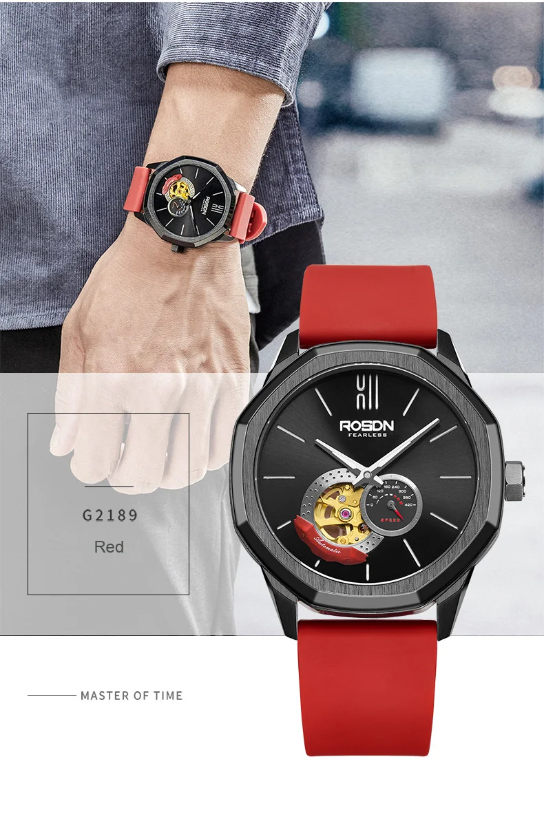 Luxury Brand ROSDN Men's Watches Japan MIYOTA 8N40 Automatic Mechanical Pocket Watch Man Sapphire Skeleton 50M Waterproof R2189