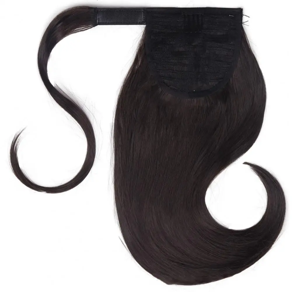 

18 Inches Ponytail Hairpiece Wrap Around Hair Natural Color Straight Fastener Tape Ponytail Hair Extension for Ladies