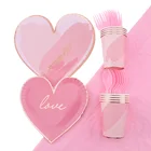 41 шт.компл. розовая одноразовая посуда в форме сердца, украшение на день рождения, вилки для будущей мамы, скатерти, товары для вечеринки